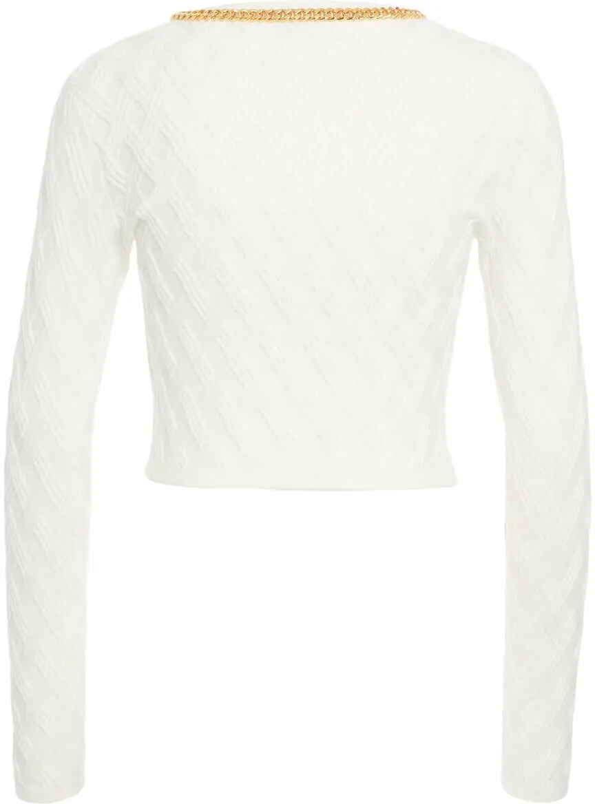 Cardigane Elisabetta Franchi Cardigan with chain detail White Femei (BM 19030594) 3