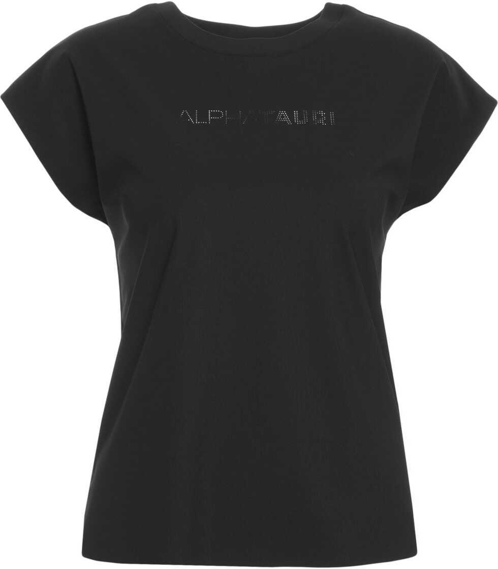 Tricouri AlphaTauri T-shirt with logo embossing Black Femei (BM 19030678) 2