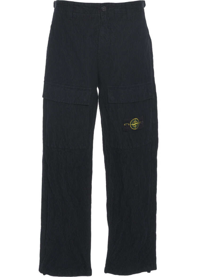 Pantaloni casual Stone Island Cargo pants with logo Blue Barbati (BM 19030681) 2
