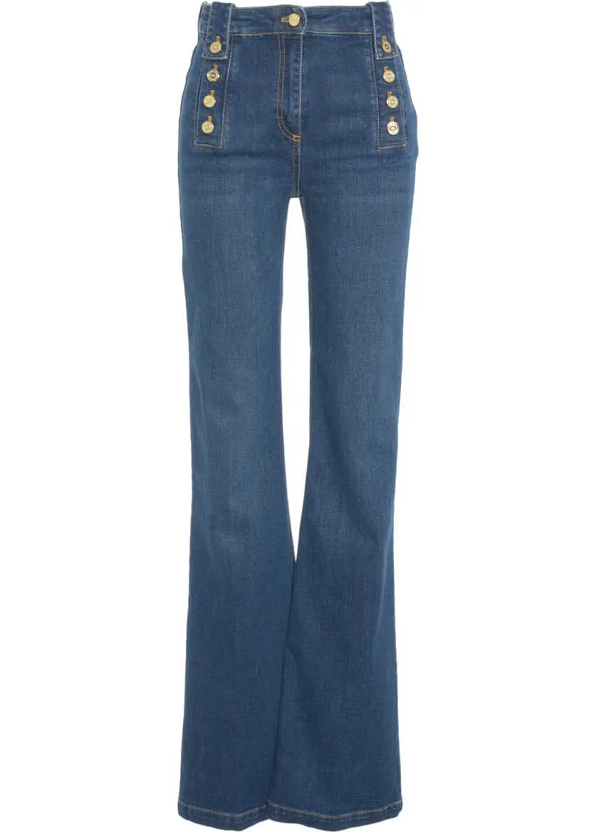 Blugi evazati Elisabetta Franchi Jeans with decorative buttons Blue Femei (BM 19030831) 2