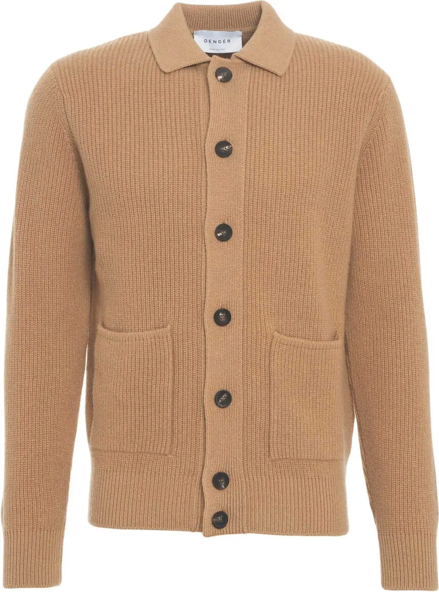 Pulovere casual Gender Ribbed knit jacket with collar Beige Barbati (BM 19030846) 2