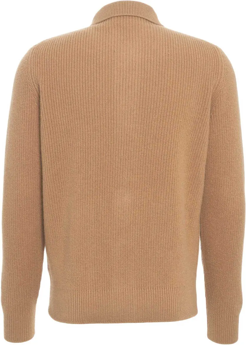 Pulovere casual Gender Ribbed knit jacket with collar Beige Barbati (BM 19030846) 3