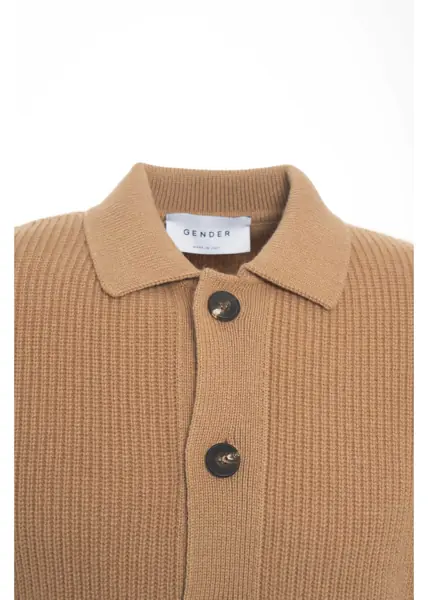 Pulovere casual Gender Ribbed knit jacket with collar Beige Barbati (BM 19030846) 4