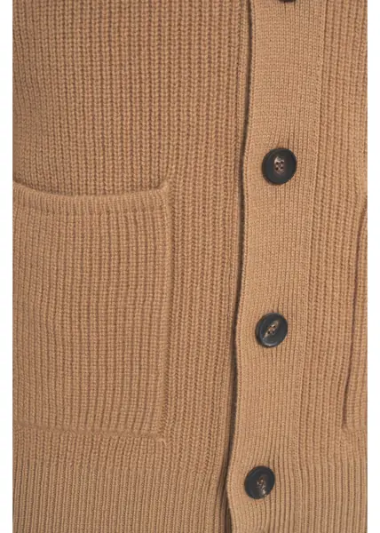 Pulovere casual Gender Ribbed knit jacket with collar Beige Barbati (BM 19030846) 5