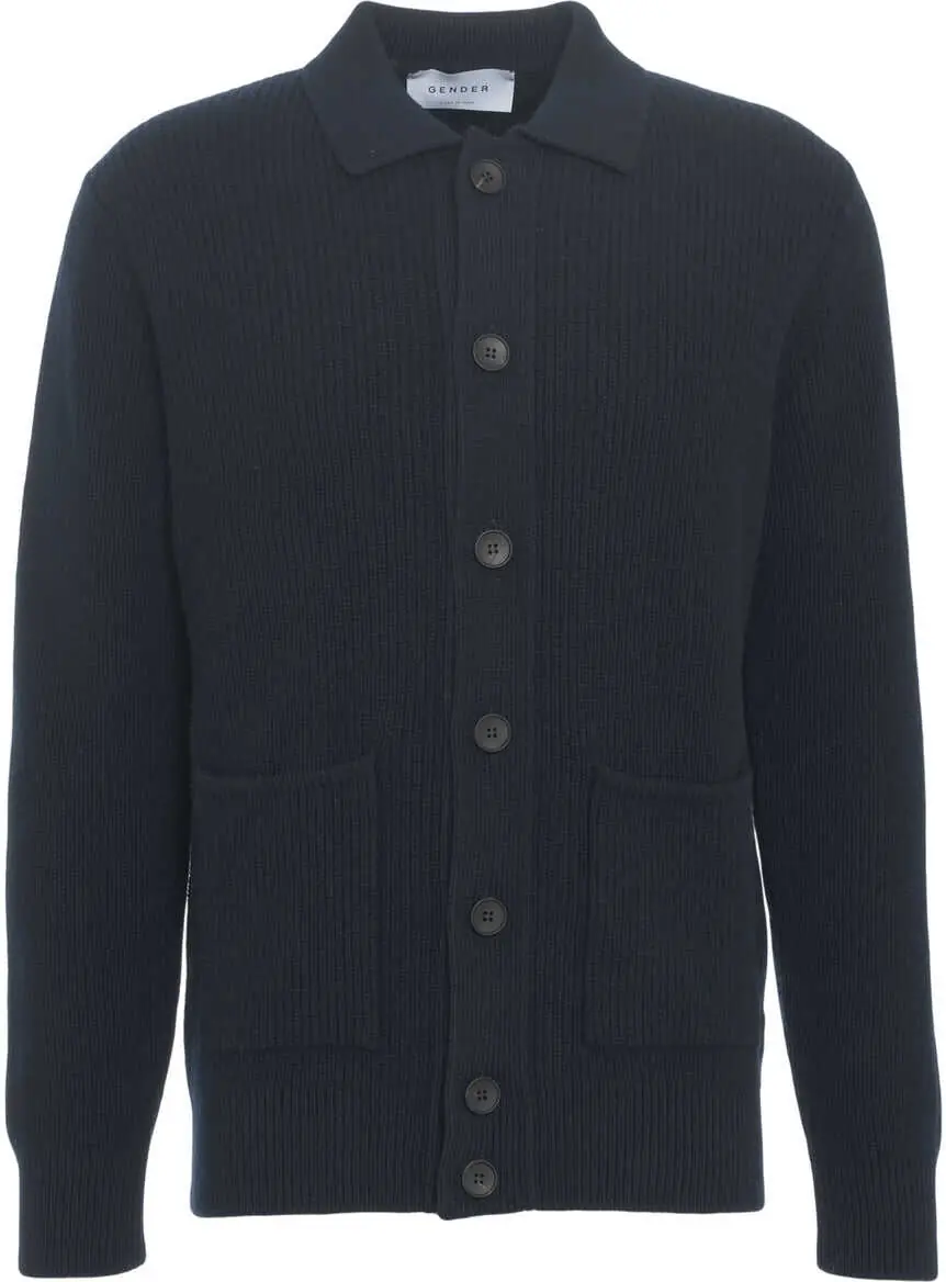 Pulovere casual Gender Ribbed knit jacket with collar Blue Barbati (BM 19030846) 2