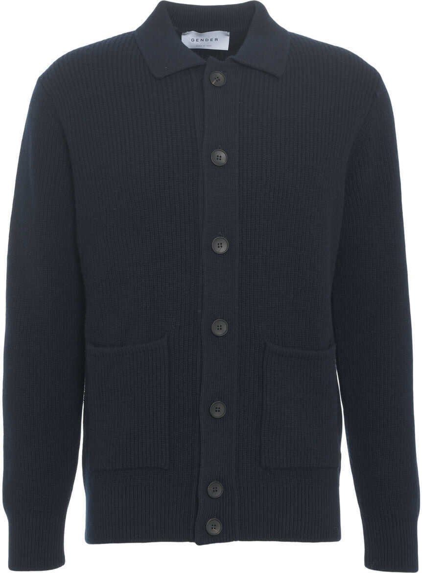 Pulovere casual Gender Ribbed knit jacket with collar Blue Barbati (BM 19030846) 3