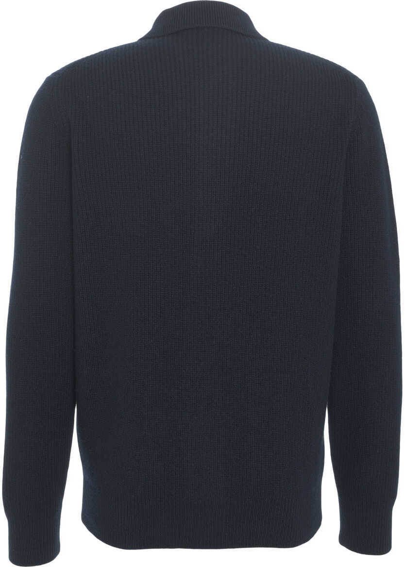 Pulovere casual Gender Ribbed knit jacket with collar Blue Barbati (BM 19030846) 5