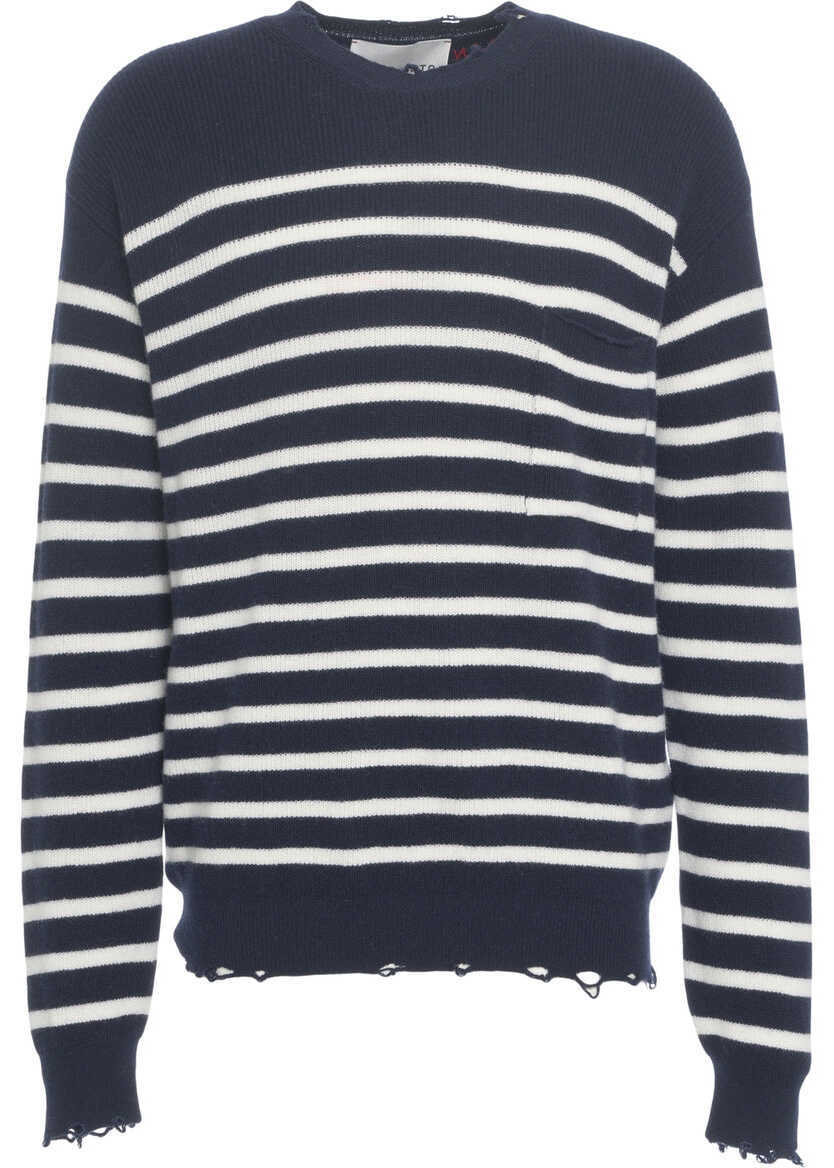 Pulovere AMARANTO Knit sweater with stripes Blue Barbati (BM 19030873) 1