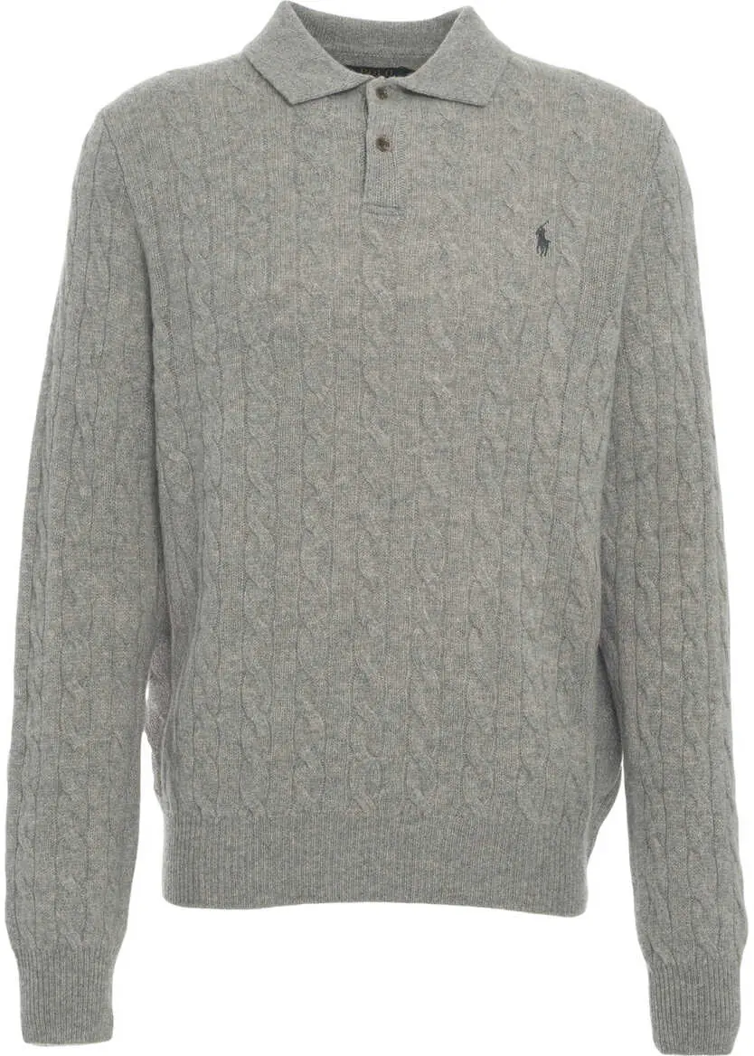 Tricouri Polo Ralph Lauren Cable knit sweater with polo collar Grey Barbati (BM 19030876) 2