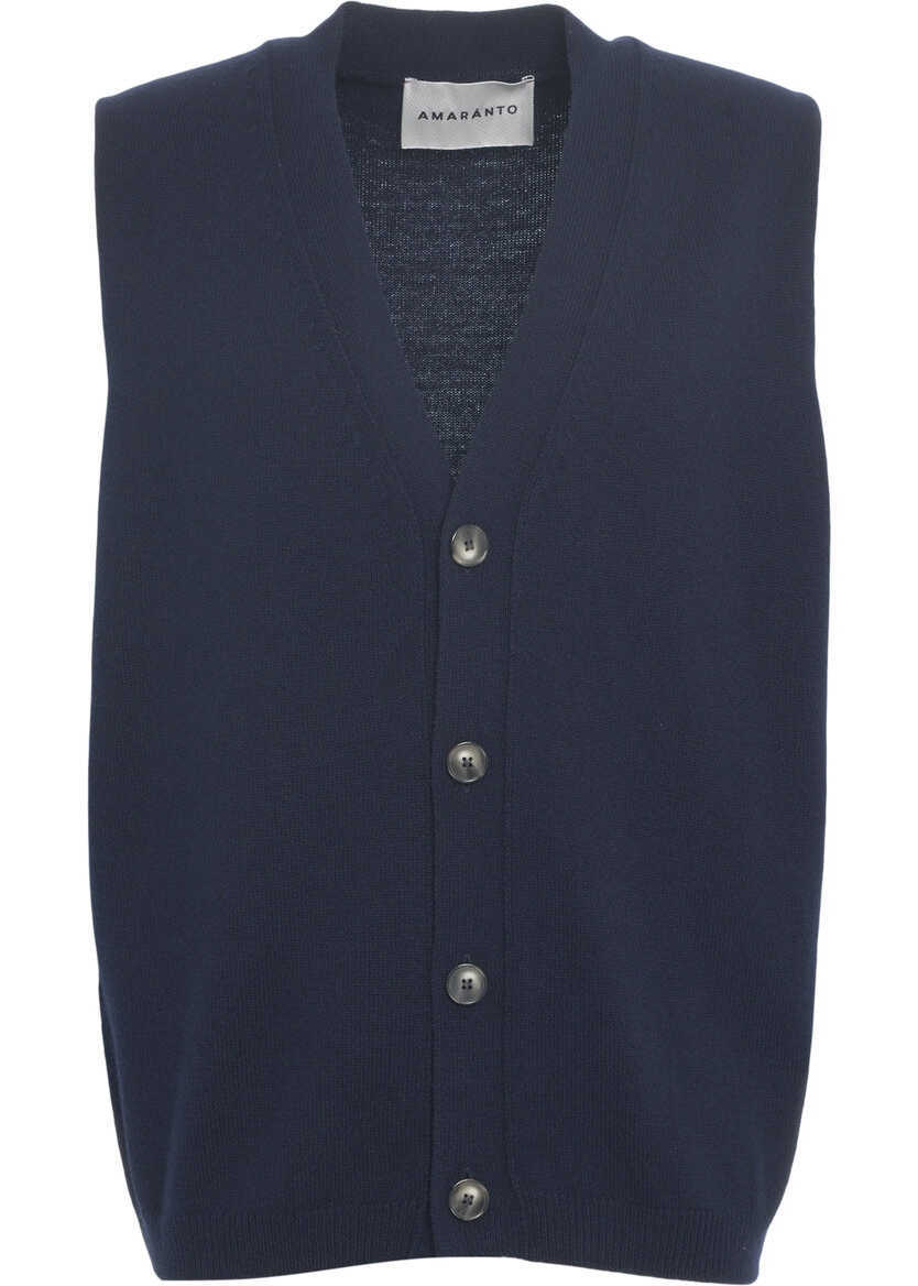 Pulovere casual AMARANTO Knitted vest with V-neck Blue Barbati (BM 19030918) 2