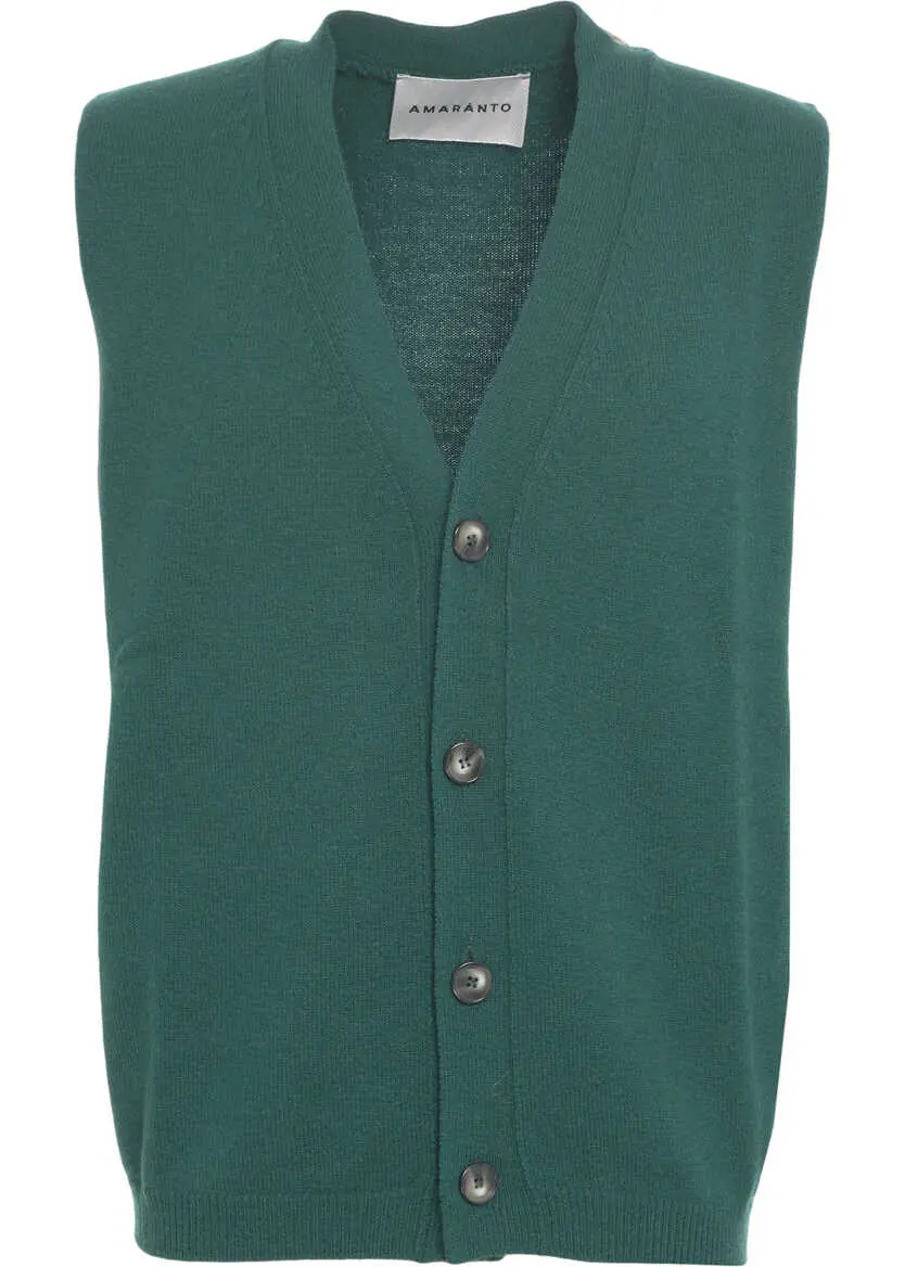 Pulovere casual AMARANTO Knitted vest with V-neck Green Barbati (BM 19030918) 2