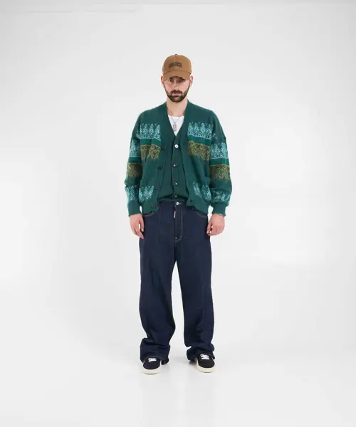 Pulovere casual AMARANTO Knitted vest with V-neck Green Barbati (BM 19030918) 3