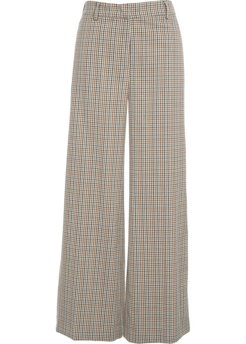 Pantaloni office Kaos Palazzo pants with check pattern Beige Femei (BM 19030945) 2
