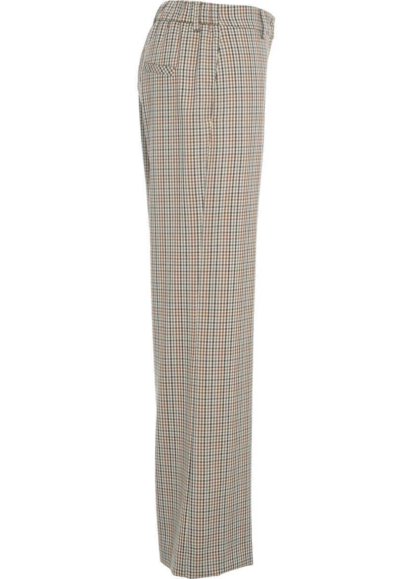 Pantaloni office Kaos Palazzo pants with check pattern Beige Femei (BM 19030945) 3
