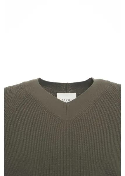 Pulovere CLOSED Knit sweater with V-neck Green Barbati (BM 19030966) 4