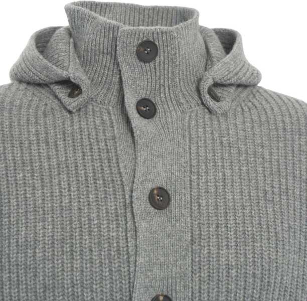 Cardigane Gender Ribbed cardigan with hood Grey Barbati (BM 19030975) 5