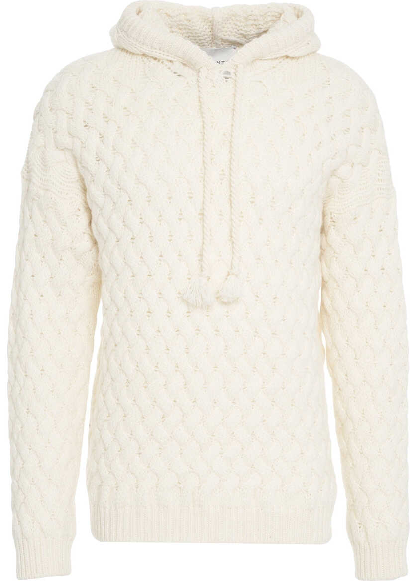Bluze de trening AMARANTO Cable knit hoodie White Barbati (BM 19030993) 2