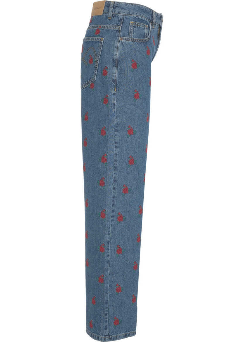 Blugi drepti Farmrio Jeans with embroideries Blue Femei (BM 19031005) 3
