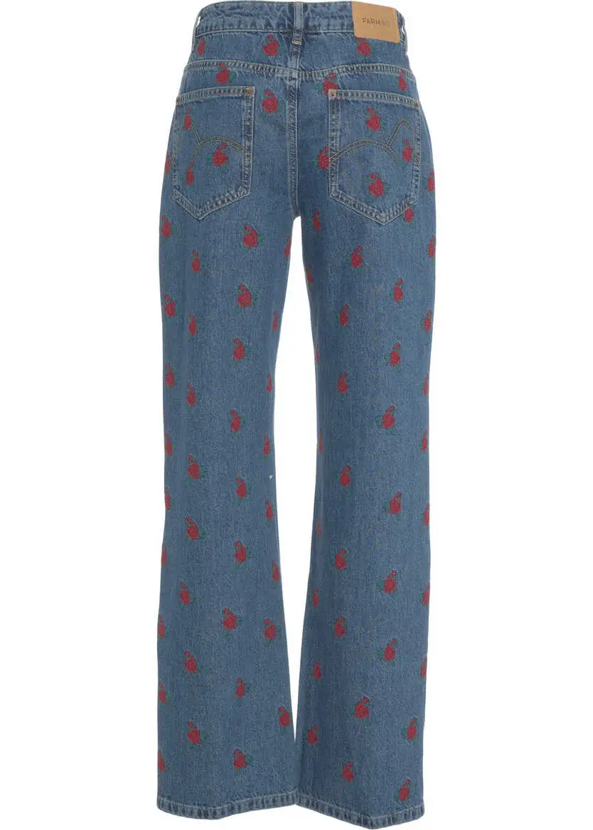 Blugi drepti Farmrio Jeans with embroideries Blue Femei (BM 19031005) 4