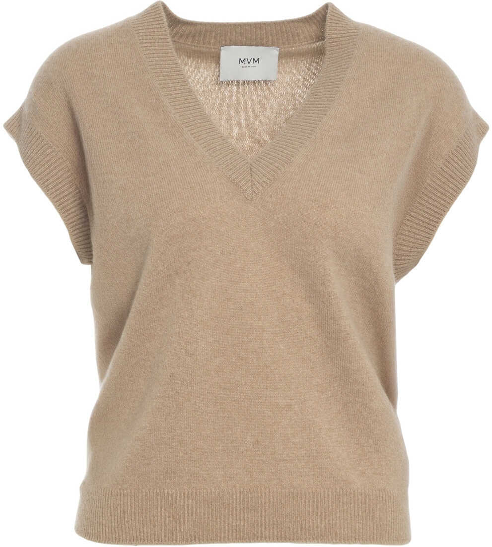 Pulovere casual MVM Cashmere knit vest Brown Femei (BM 19031128) 2