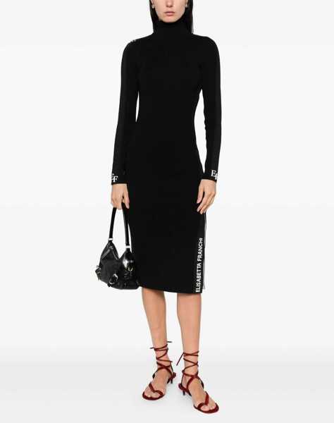 Rochii lungi Elisabetta Franchi Midi dress with roll neck Black Femei (BM 19031134) 2