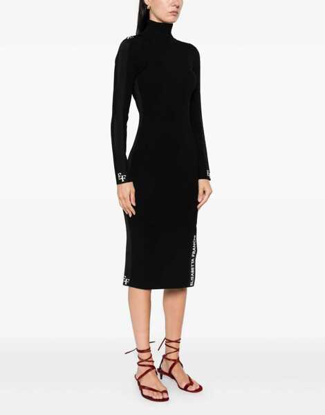 Rochii lungi Elisabetta Franchi Midi dress with roll neck Black Femei (BM 19031134) 3