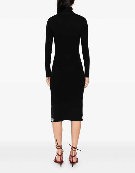 Rochii lungi Elisabetta Franchi Midi dress with roll neck Black Femei (BM 19031134) 4