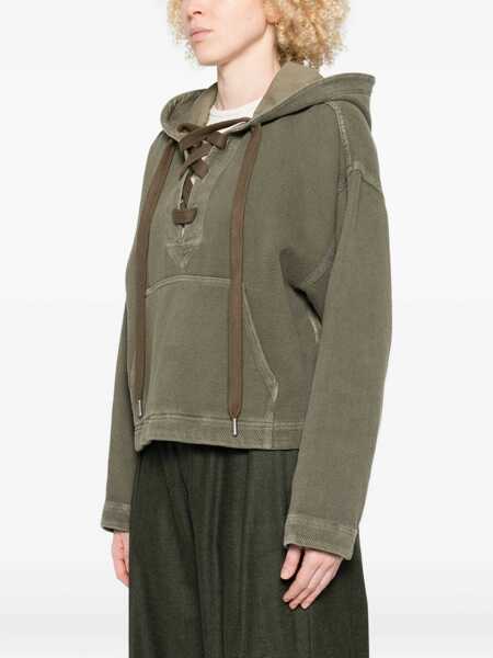 Bluze de trening Golden Goose Hoodie with lace-up details Green Femei (BM 19031185) 3
