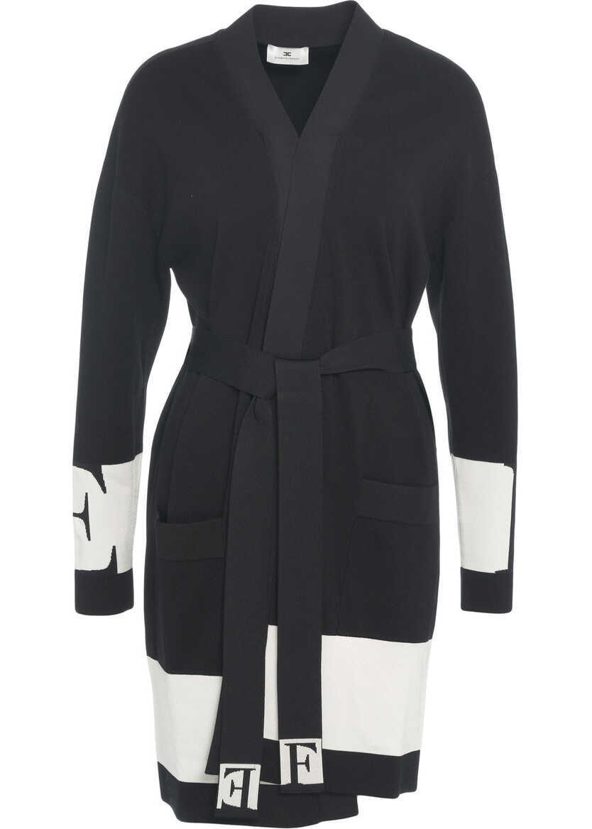 Cardigane Elisabetta Franchi Cardigan with waist belt Black Femei (BM 19031233) 2