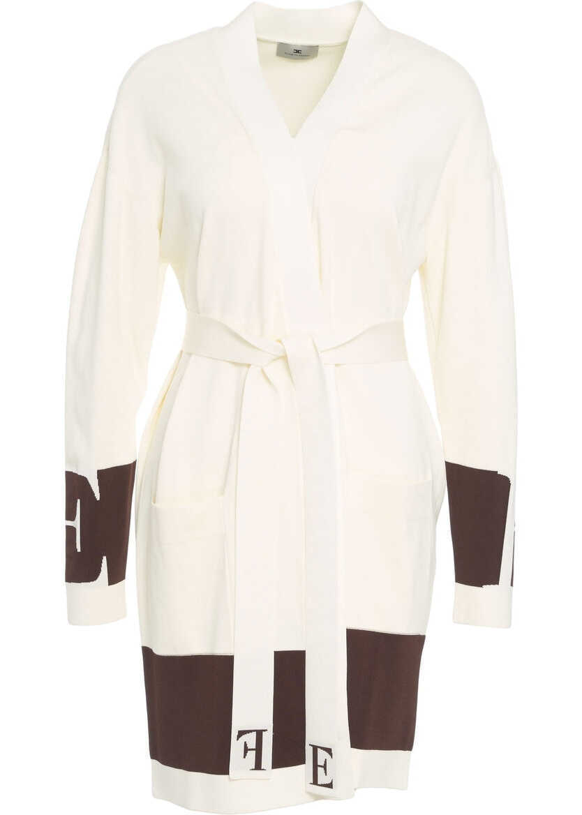 Cardigane Elisabetta Franchi Cardigan with waist belt White Femei (BM 19031233) 2