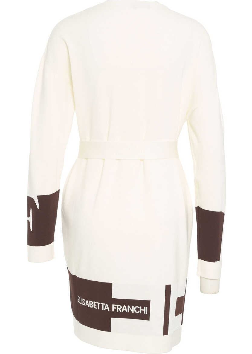 Cardigane Elisabetta Franchi Cardigan with waist belt White Femei (BM 19031233) 3