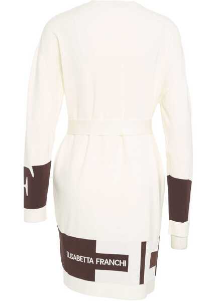 Cardigane Elisabetta Franchi Cardigan with waist belt White Femei (BM 19031233) 7