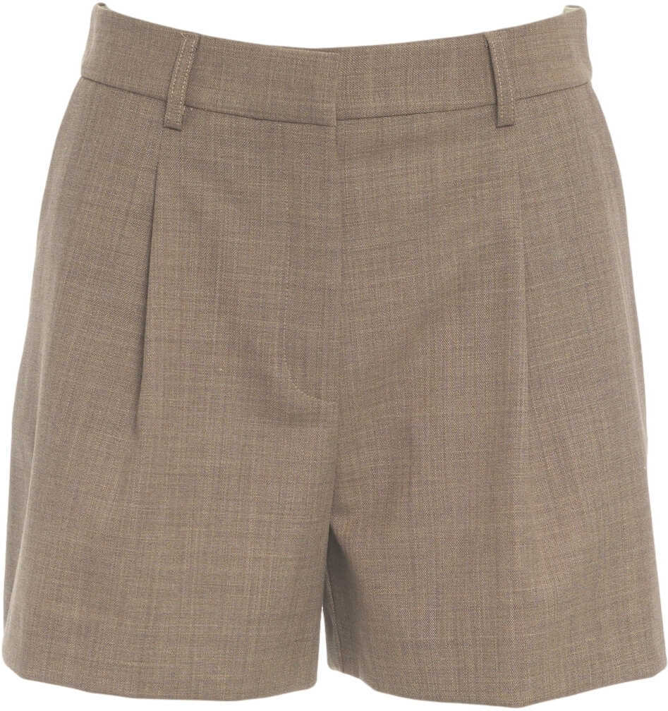 Pantaloni casual Otto d ame Bermuda shorts with pleats Brown Femei (BM 19031266) 2
