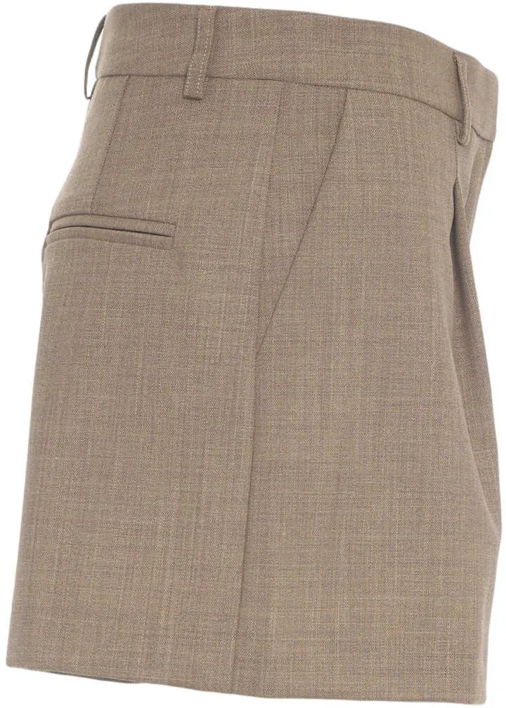 Pantaloni casual Otto d ame Bermuda shorts with pleats Brown Femei (BM 19031266) 3