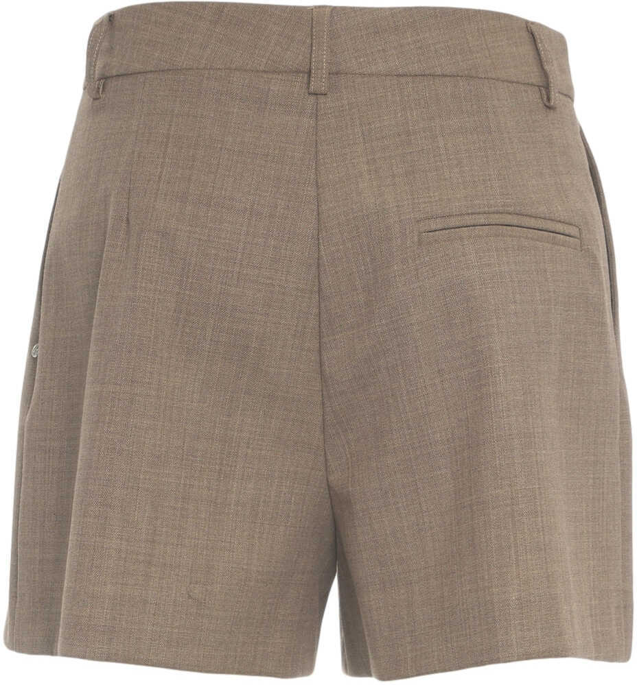 Pantaloni casual Otto d ame Bermuda shorts with pleats Brown Femei (BM 19031266) 4