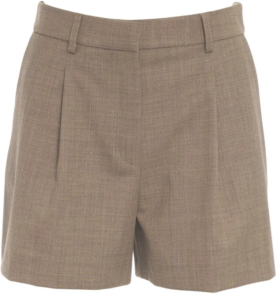 Pantaloni casual Otto d ame Bermuda shorts with pleats Brown Femei (BM 19031266) 1