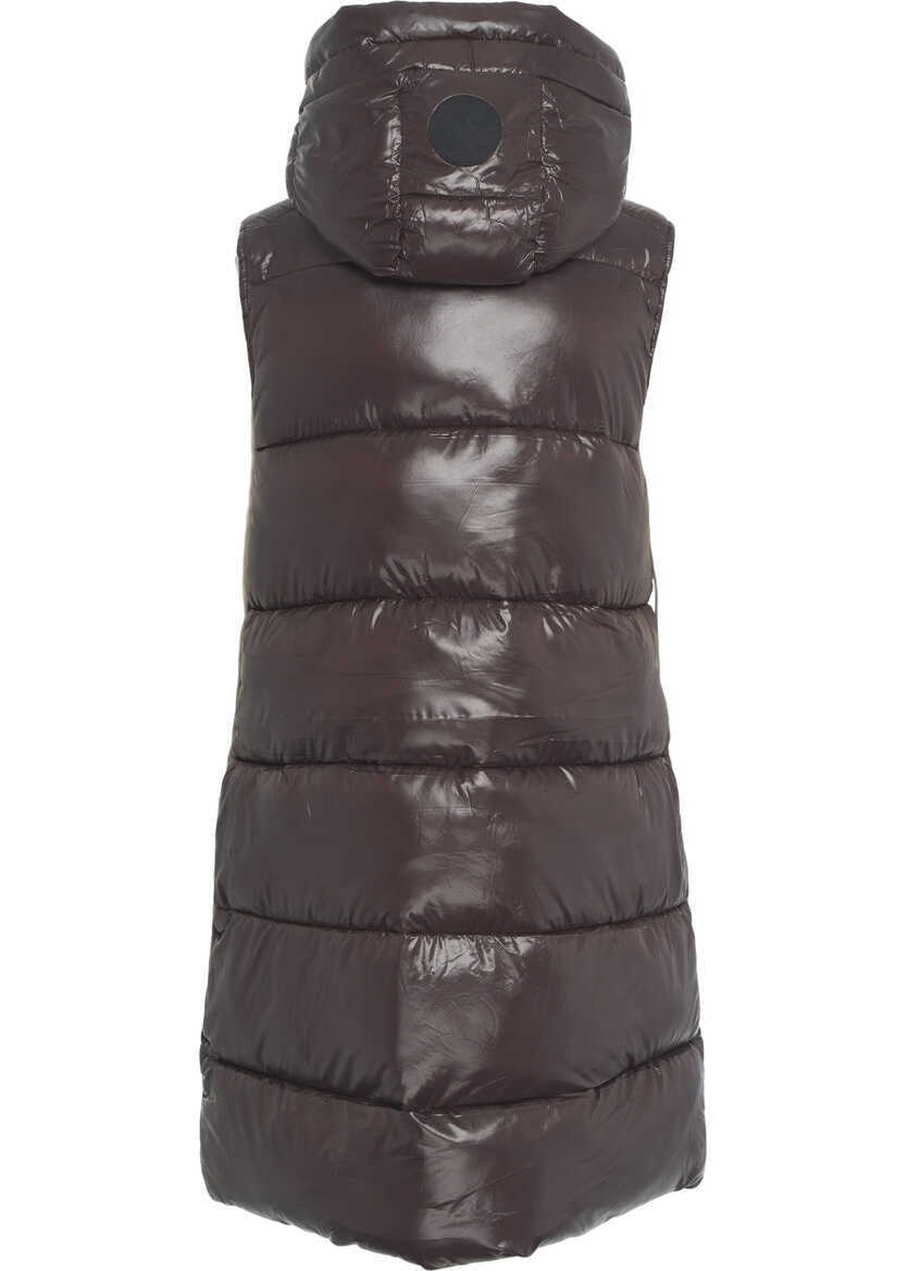 Geci de iarna Save the Duck Long quilted vest Brown Femei (BM 19031281) 3