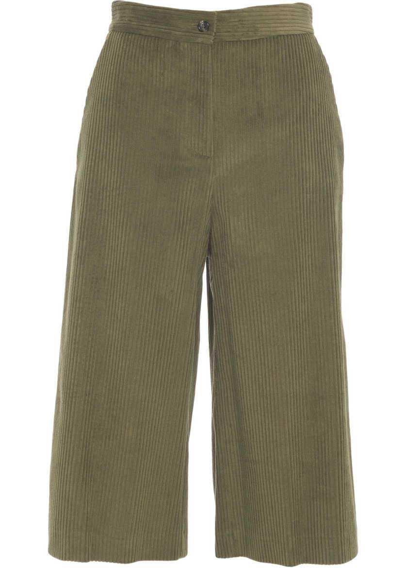 Pantaloni casual Otto d ame Culotte Green Femei (BM 19031305) 5