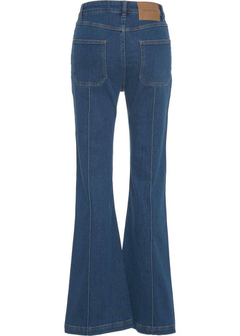 Blugi evazati Munthe Flared jeans with patch pockets Blue Femei (BM 19031320) 5