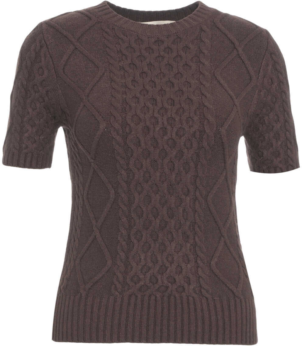Pulovere Kaos Short sleeved knit sweater Brown Femei (BM 19031413) 1