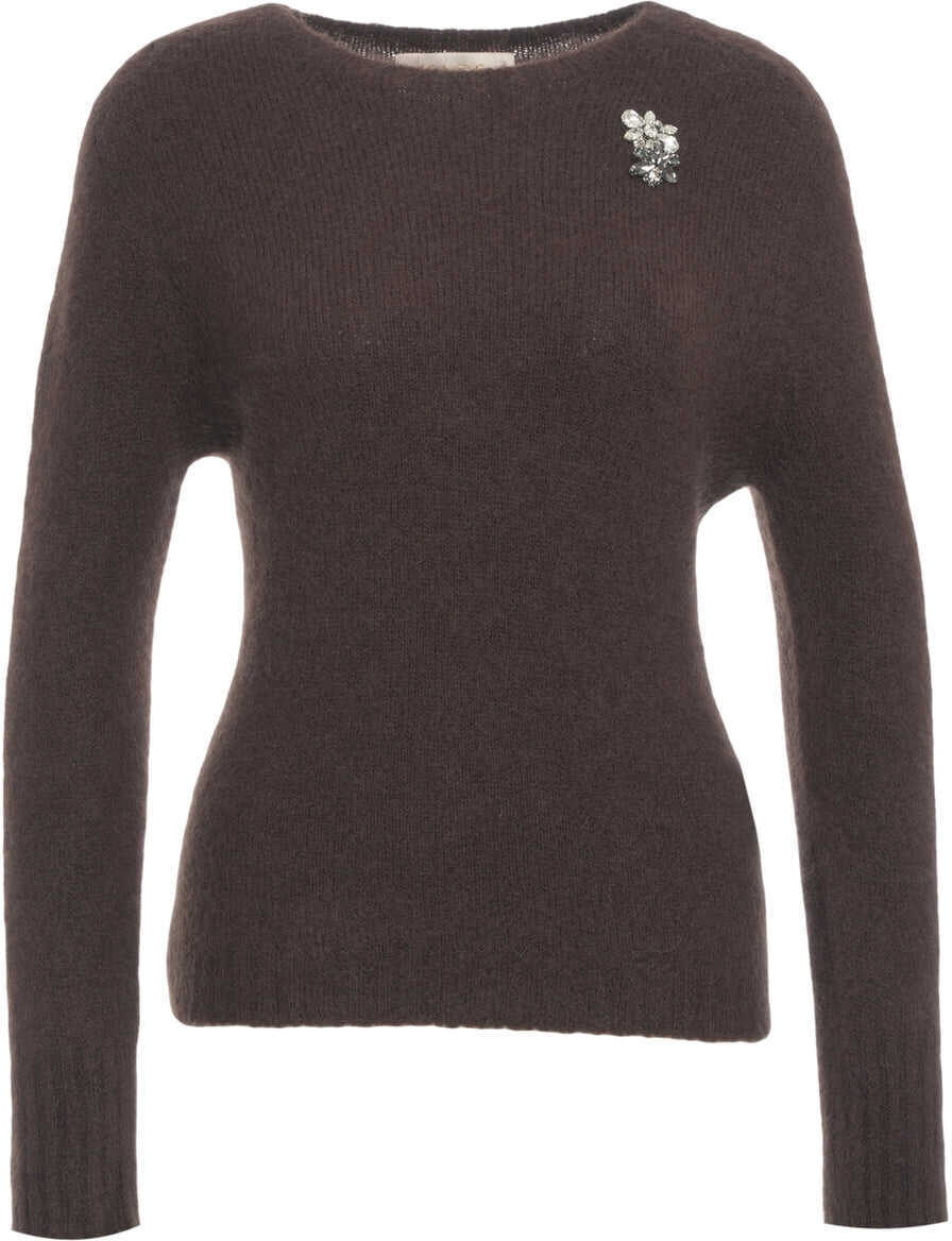 Pulovere Kaos Sweater with brooch Brown Femei (BM 19031452) 2