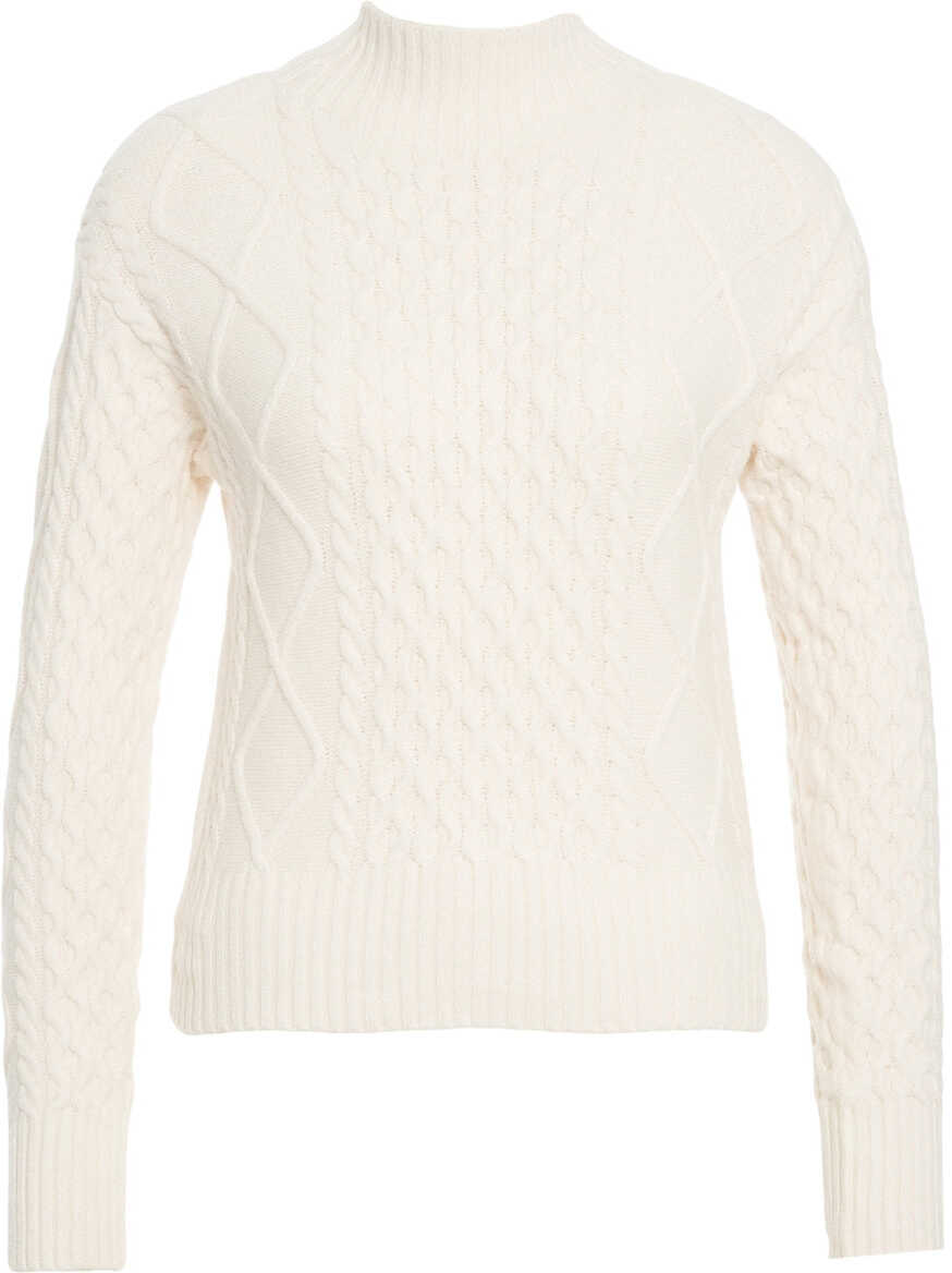 Pulovere Kaos Sweater with cable knit pattern White Femei (BM 19031458) 2