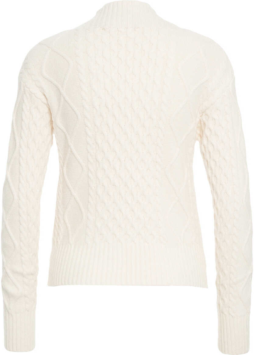Pulovere Kaos Sweater with cable knit pattern White Femei (BM 19031458) 3