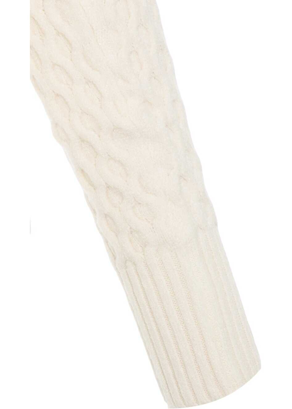 Pulovere Kaos Sweater with cable knit pattern White Femei (BM 19031458) 4