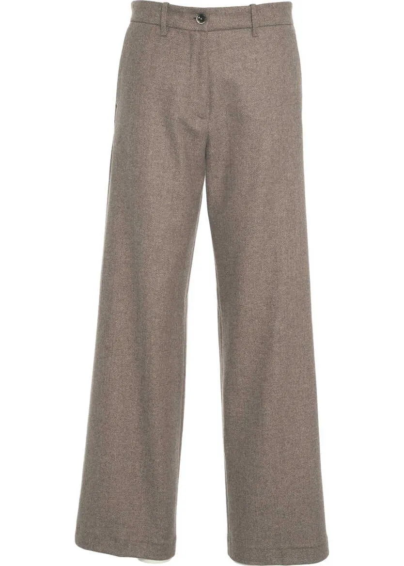 Pantaloni casual Nine in the morning Wide leg pants Fiamma Brown Femei (BM 19031467) 2