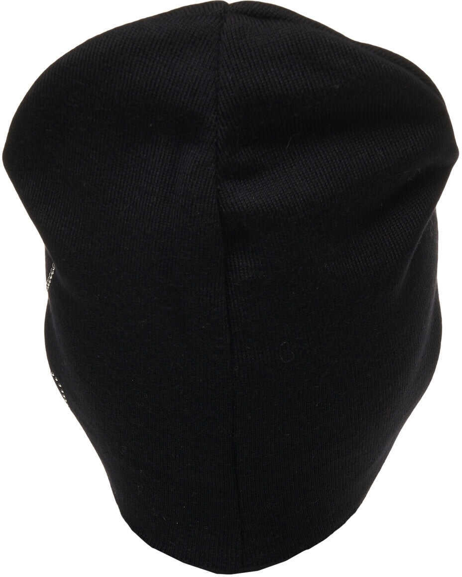 Caciuli Moschino Knit beanie with rhinestone application Black Femei (BM 19031482) 3