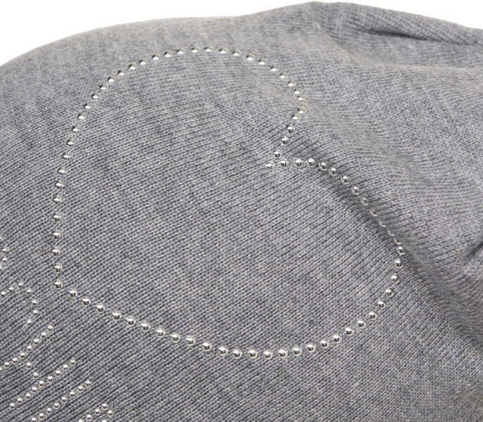 Caciuli Moschino Knit beanie with rhinestone application Grey Femei (BM 19031482) 5