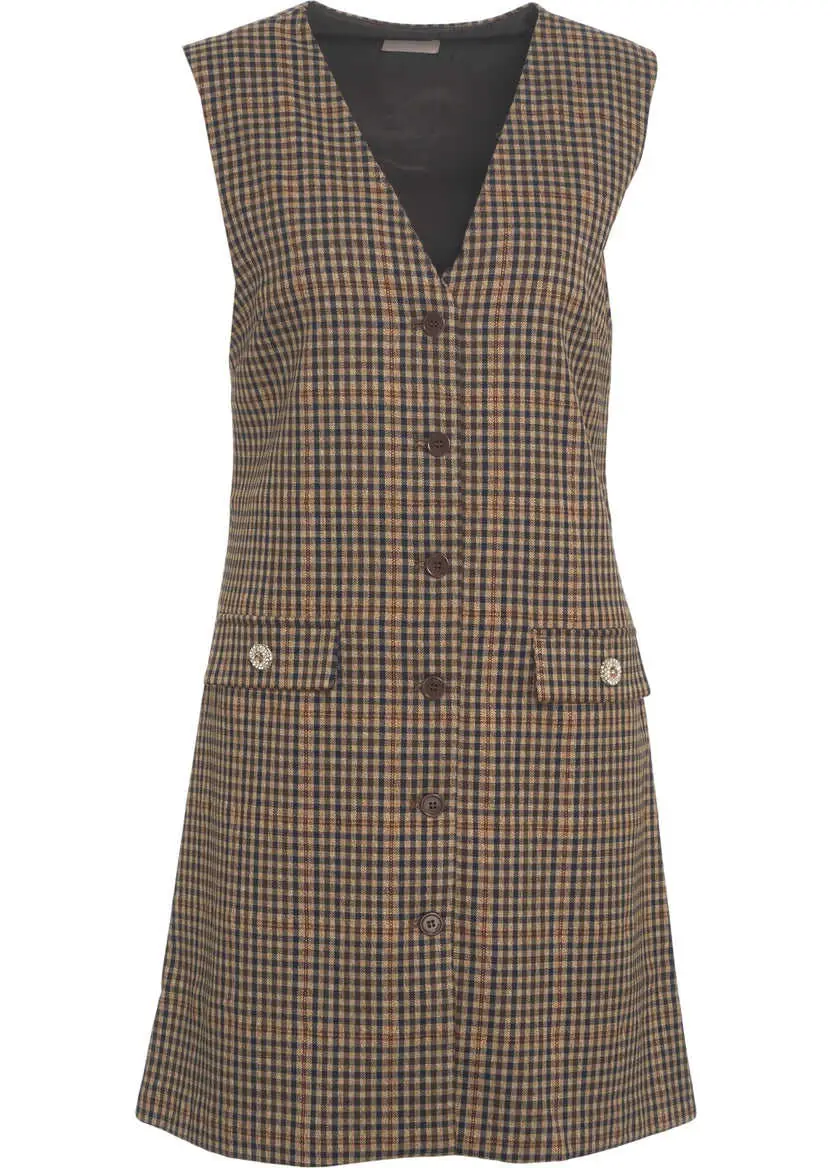 Rochii scurte Liu Jo White Check mini dress Brown Femei (BM 19031485) 2