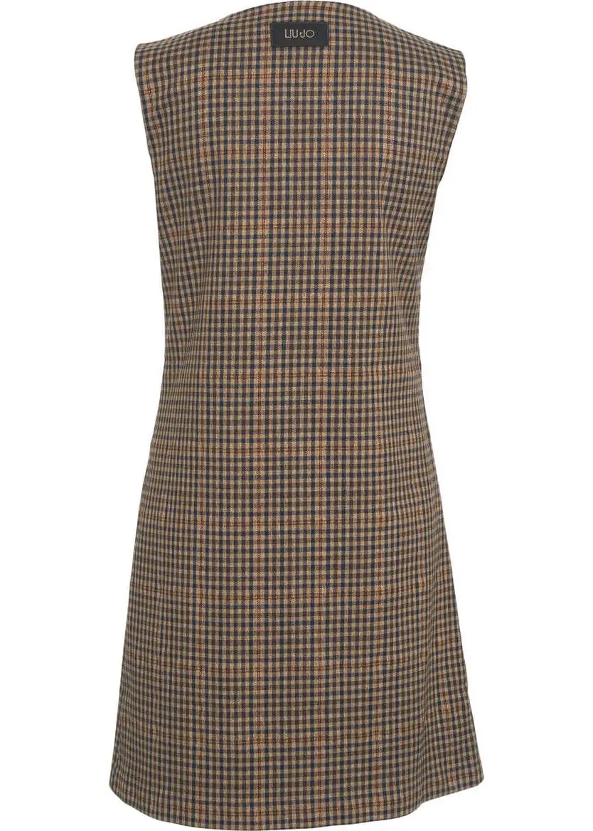 Rochii scurte Liu Jo White Check mini dress Brown Femei (BM 19031485) 3
