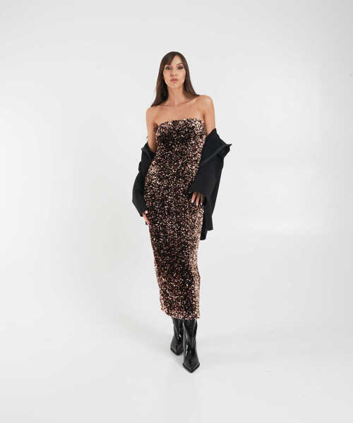 Rochii lungi Gender Midi dress with sequin application Bronze Femei (BM 19031611) 3